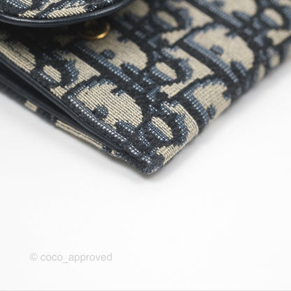 Christian Dior Saddle Wallet On Chain Navy Oblique Jacquard