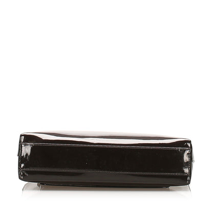 CC Chain Patent Leather Shoulder Bag Brown