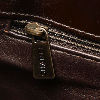 CC Chain Patent Leather Shoulder Bag Brown
