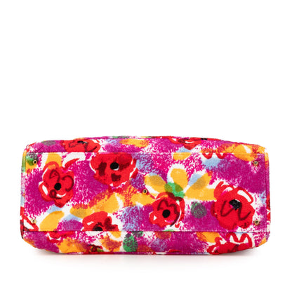 Pink Chanel CC Quilted Cotton Floral Frame Tote