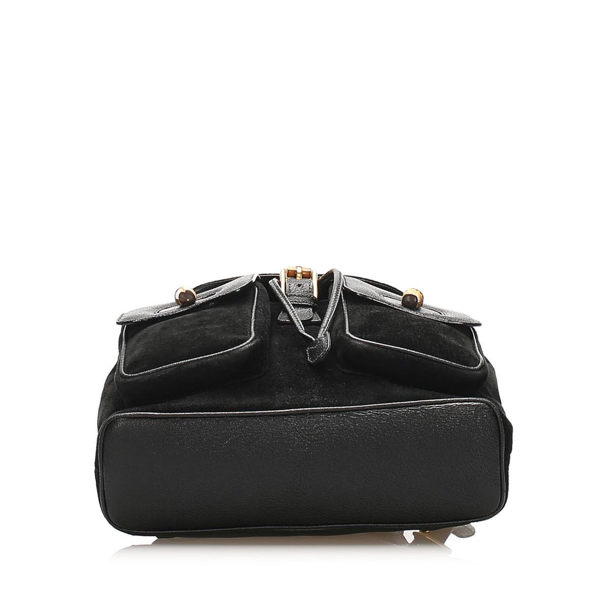 Gucci Bamboo Suede Drawstring Backpack Black