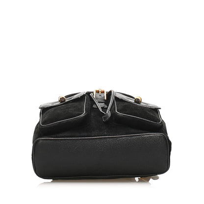 Gucci Bamboo Suede Drawstring Backpack Black