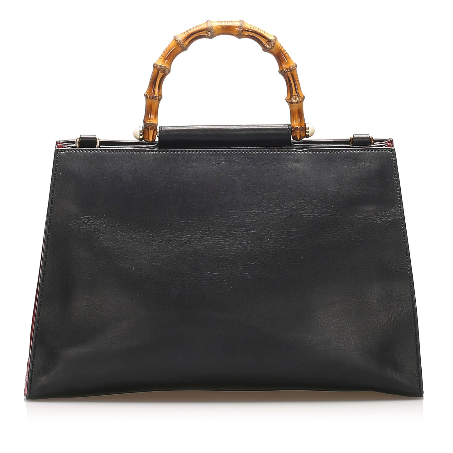 Gucci Gucci Medium Bamboo Nymphaea Leather Satchel Black
