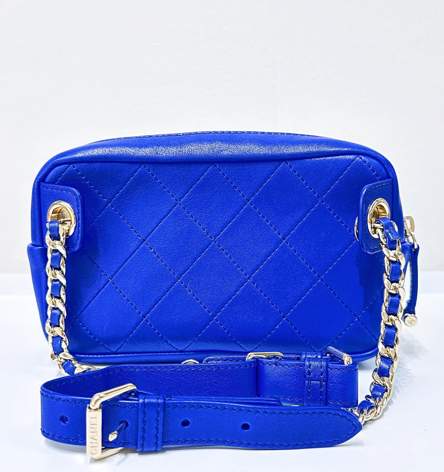 CHANEL Calfskin Casual Trip Waist Bag Blue
