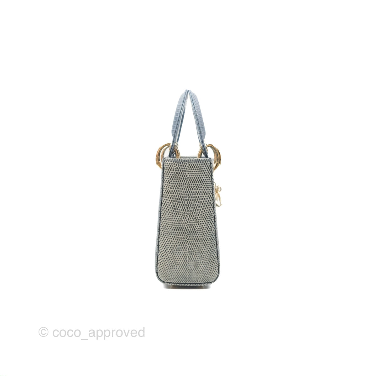Christian Dior Mini Lady Dior Ombre Blue Lizard Gold Hardware