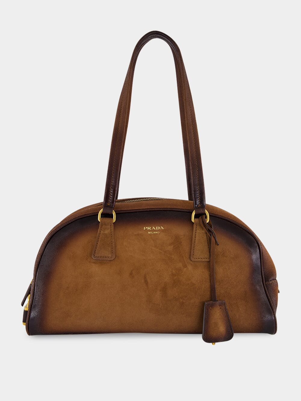Cocoa Brown Suede Medium Bowling Bag