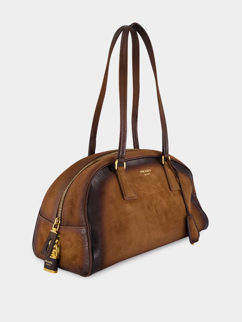 Cocoa Brown Suede Medium Bowling Bag