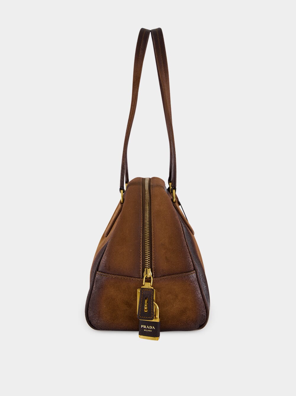 Cocoa Brown Suede Medium Bowling Bag