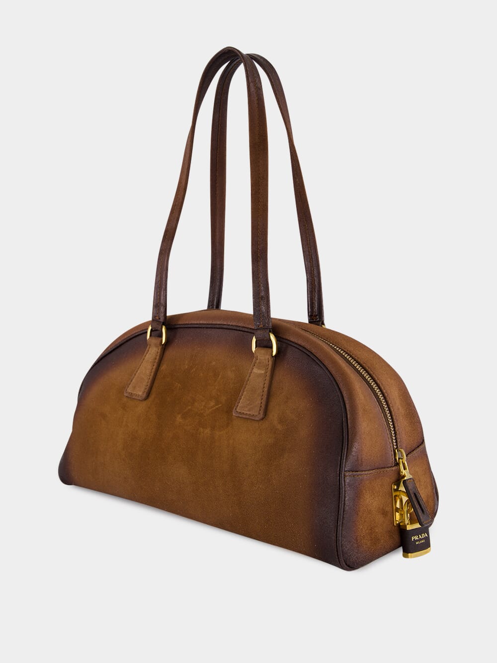 Cocoa Brown Suede Medium Bowling Bag