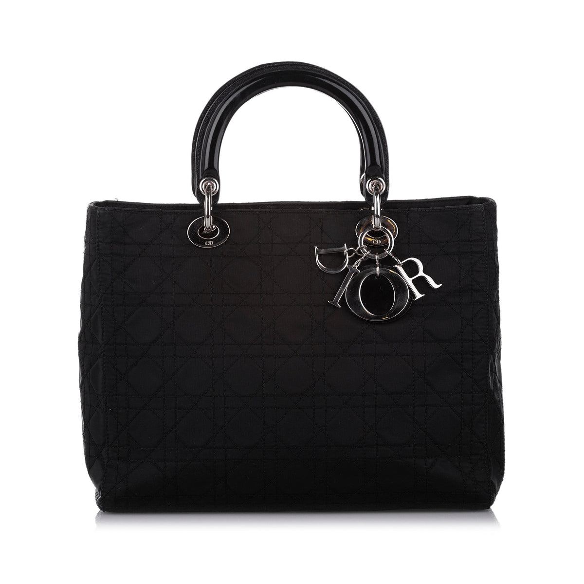Cannage Lady Dior Nylon Handbag Black