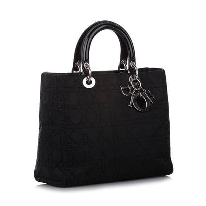 Cannage Lady Dior Nylon Handbag Black