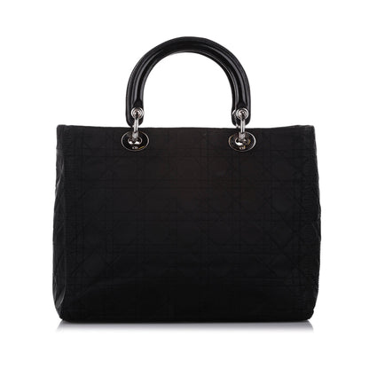 Cannage Lady Dior Nylon Handbag Black