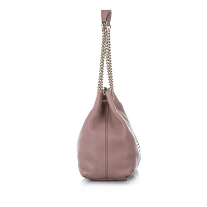 Gucci Soho Chain Leather Tote Bag Pink