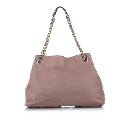 Gucci Soho Chain Leather Tote Bag Pink