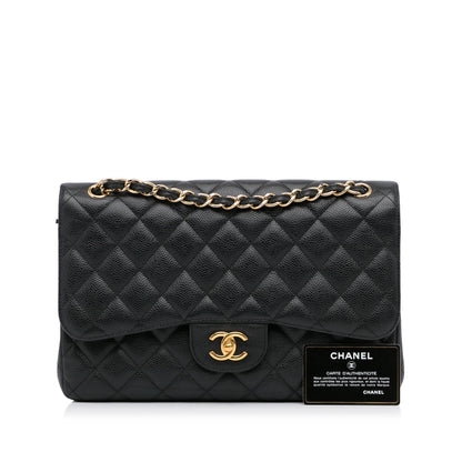 Chanel Classic Double Flap Jumbo Black Caviar Gold