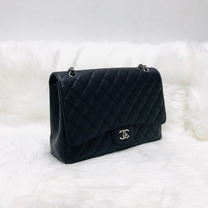 Classic Single Flap Maxi in Black Caviar Leather with SHW