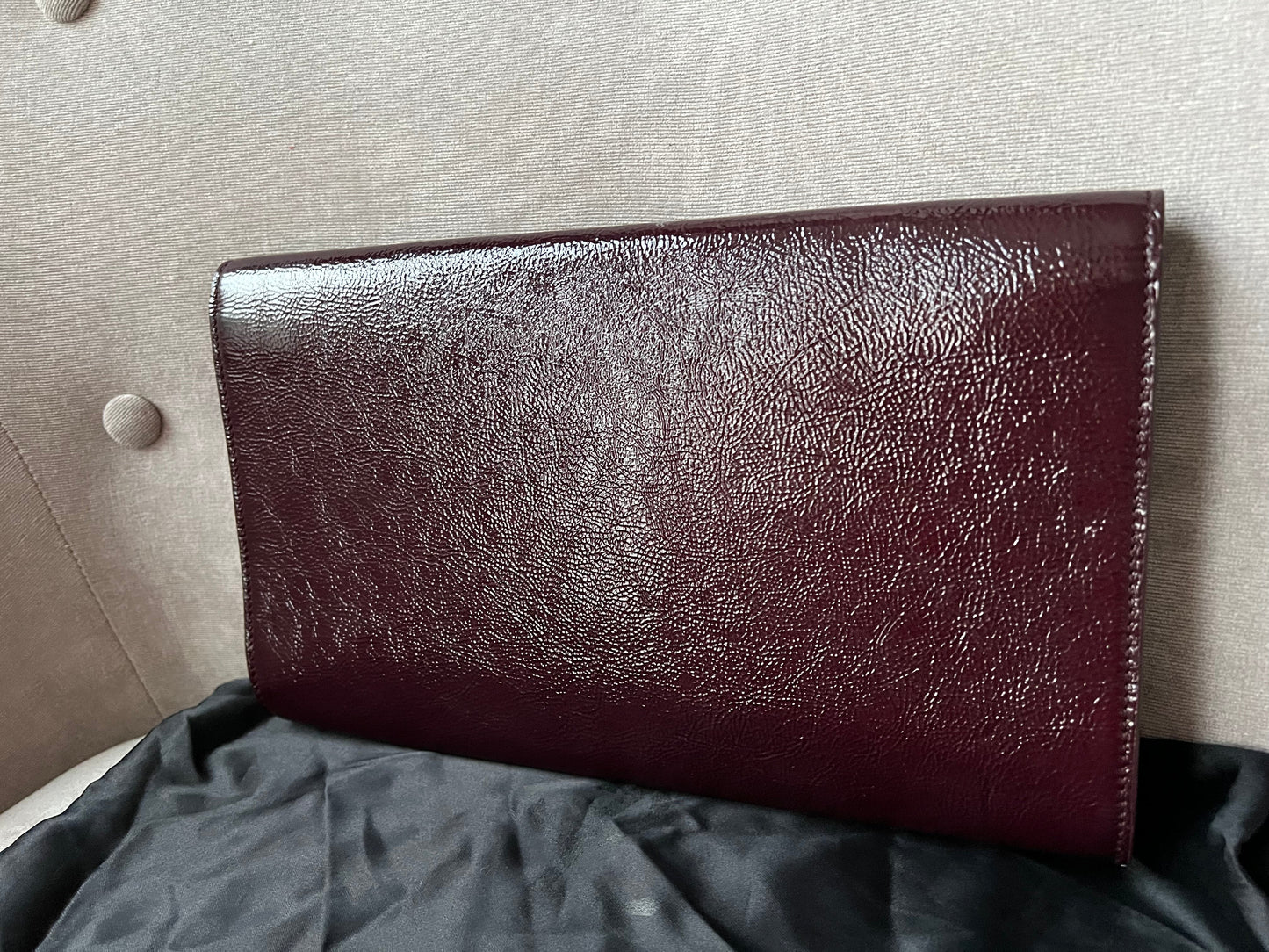 Yves Saint Laurent (YSL) Burgundy Patent Belle de Jour Clutch