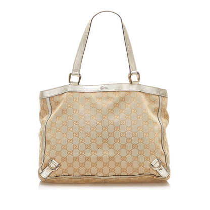 Gucci GG Canvas Abbey D- Ring Tote Bag Brown