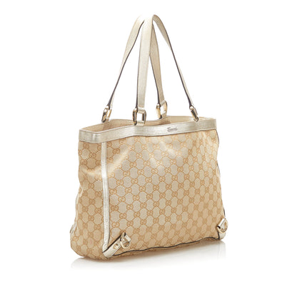 Gucci GG Canvas Abbey D- Ring Tote Bag Brown