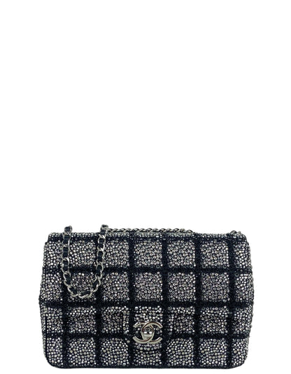 Chanel 2025 Black and Silver Strass Crystal Small Flap Bag
