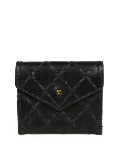 Chanel Black Lambskin Leather Quilted Card Case