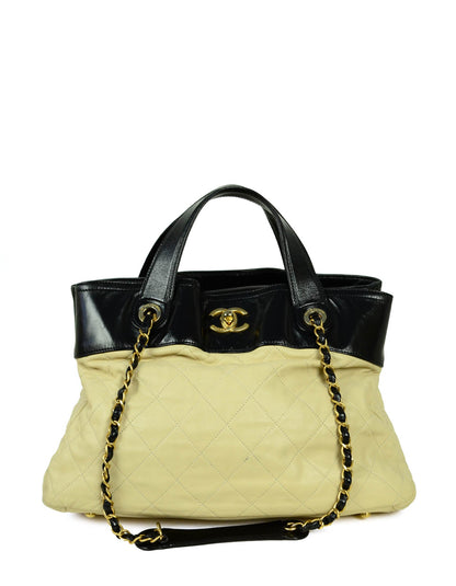 Chanel Black/Beige Quilted Leather In-the-Mix Tote Bag