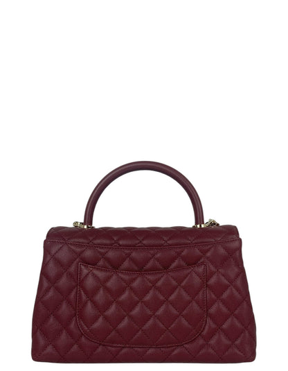Chanel Burgundy Caviar Small Coco Handle Flap Bag