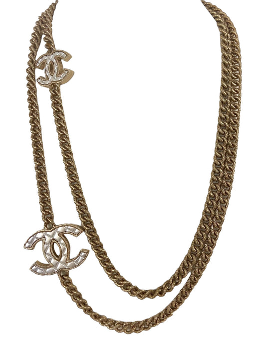 Chanel Metal Quilted CC Long Chain Necklace
