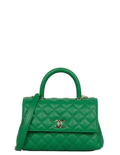 Chanel 2024 Green Caviar Mini Coco Handle Flap Bag