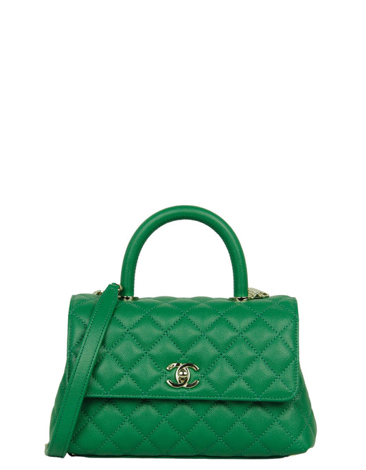 Chanel 2024 Green Caviar Mini Coco Handle Flap Bag