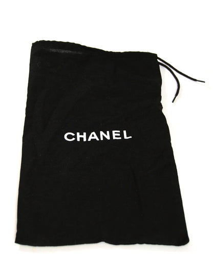 Chanel Black Grosgain Slingbacks with CC Pearl Camellia sz 37.5