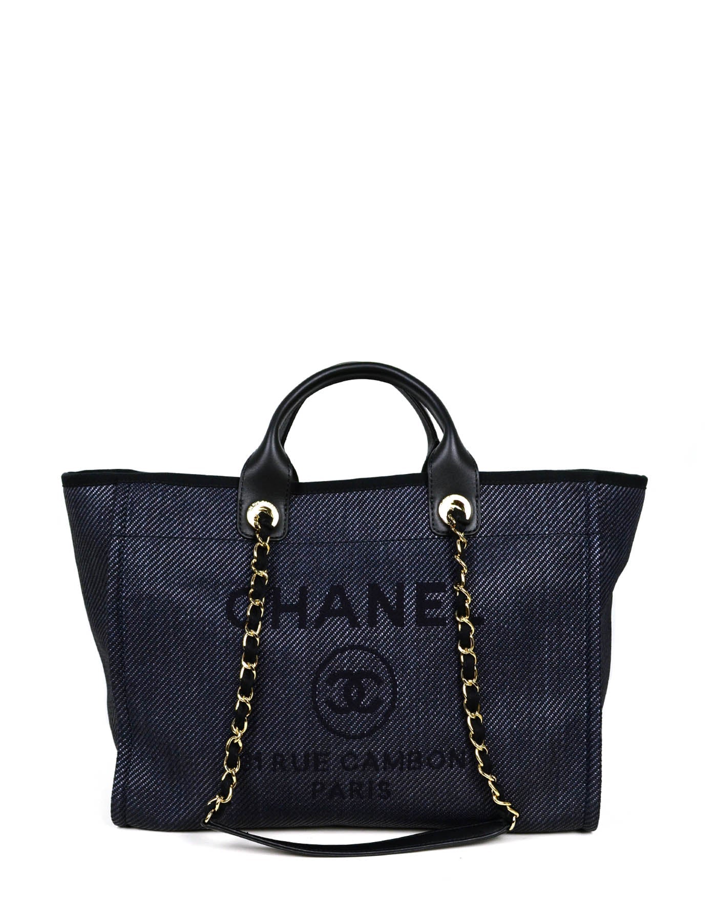 Chanel NEW 2020 Black Mixed Fibers Large Deauville Tote Bag
