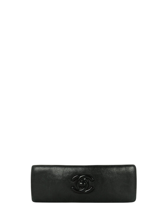 Chanel Vintage Black Lambskin CC Hair Barrette