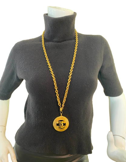Chanel '90s Vintage Goldtone CC Pendant Necklace