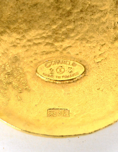 Chanel '80s Vintage Goldtone Hammered Necklace w. CC Pendant
