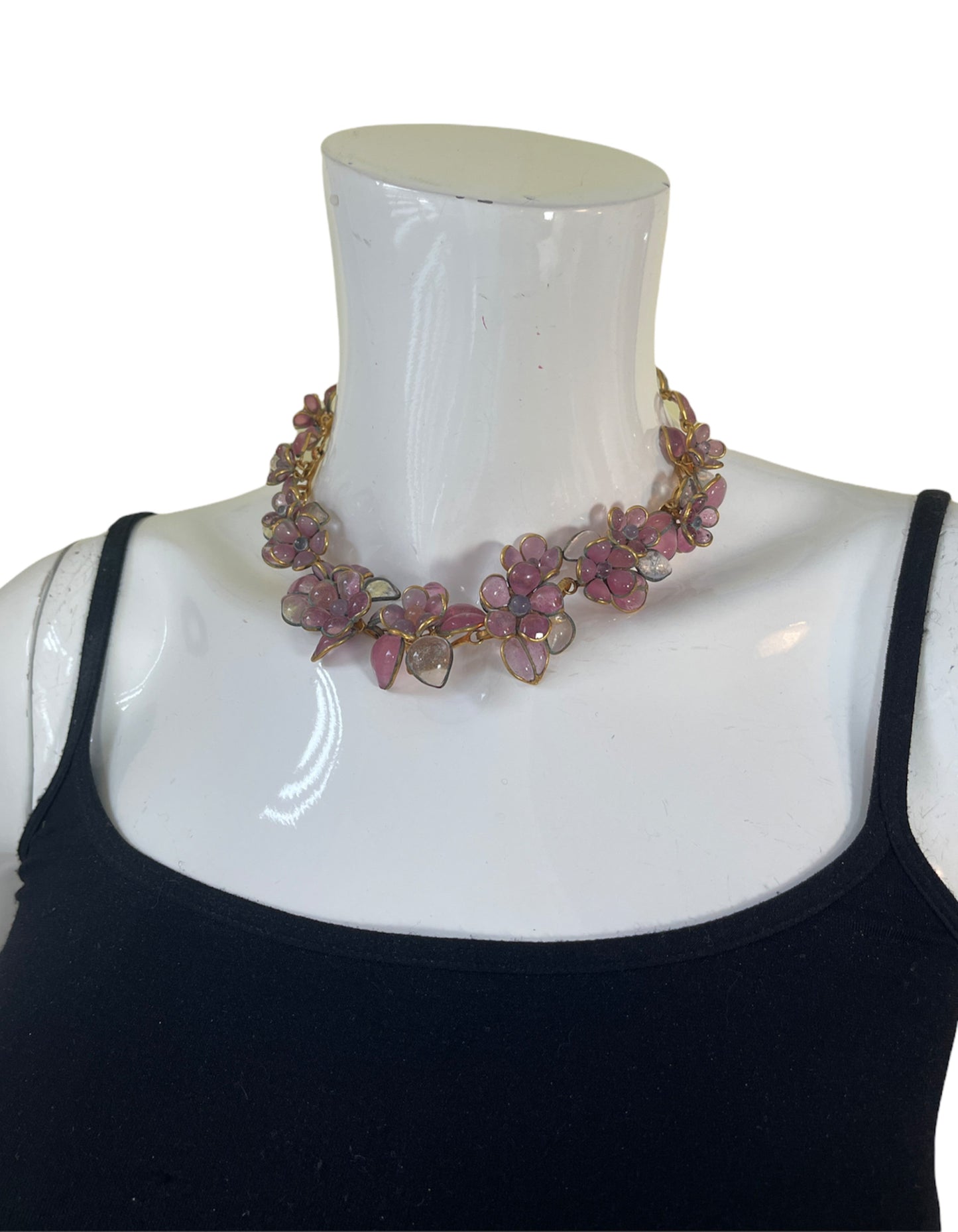 Chanel Vintage 90’s Pink Gripoix Floral Choker Necklace