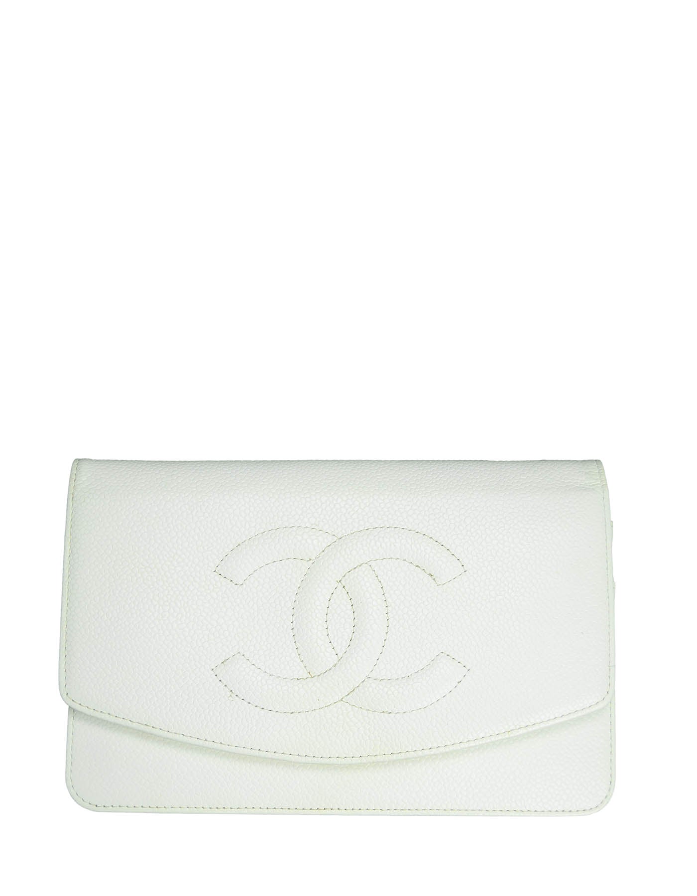 Chanel White Caviar Timeless CC Wallet on Chain WOC Crossbody Bag
