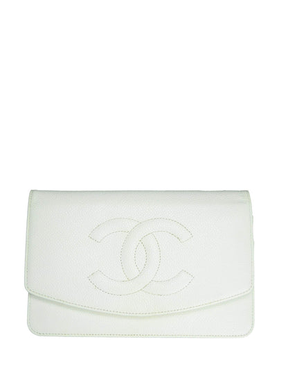 Chanel White Caviar Timeless CC Wallet on Chain WOC Crossbody Bag