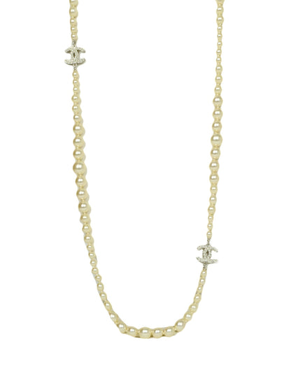 Chanel Graduated Faux Pearl CC Necklace 35"