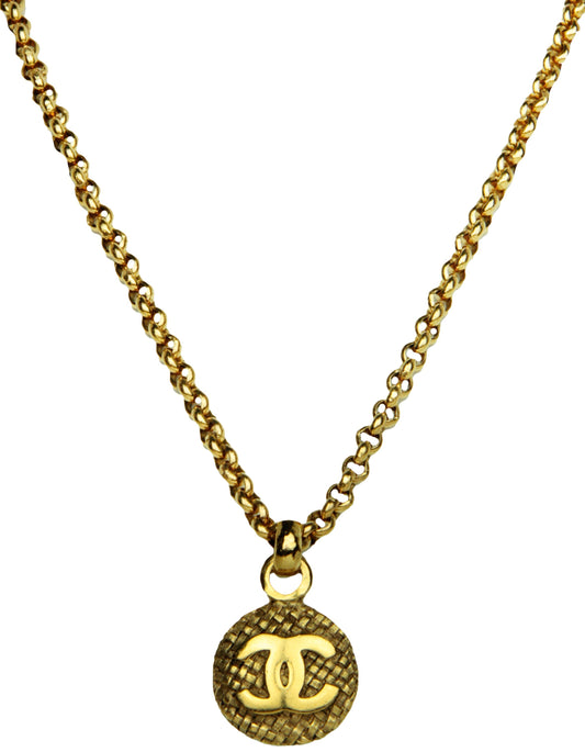 Chanel '90s Vintage Goldtone CC Pendant 23" Necklace