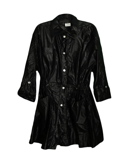 Chanel Black Shiny Snap Jacket with Elastic Cinched Waist sz FR40