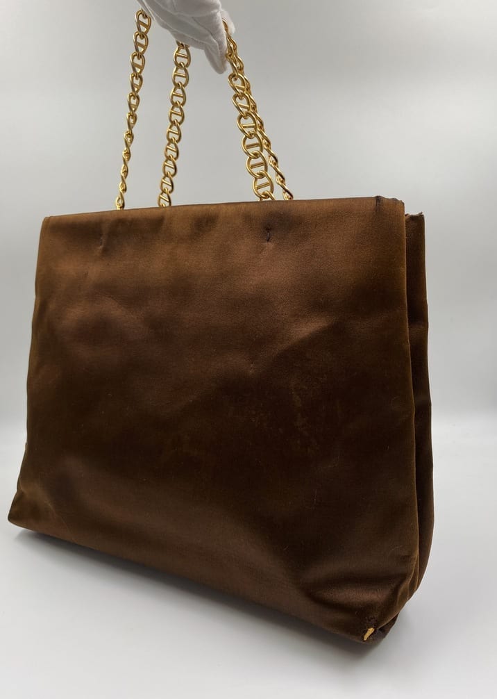 Prada Brown Satin Tote Bag