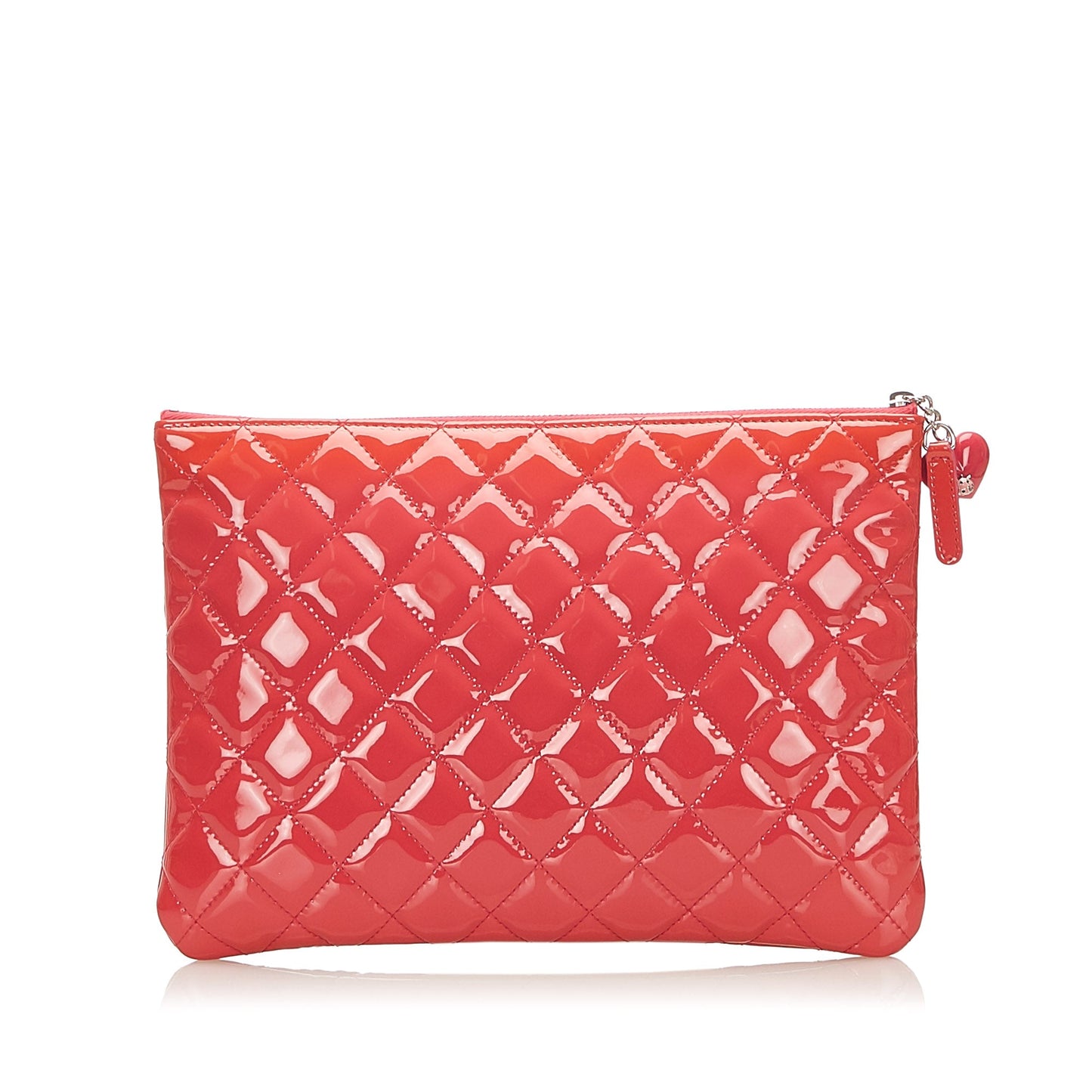 Matelasse CC Patent Leather Clutch Bag Red