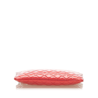 Matelasse CC Patent Leather Clutch Bag Red