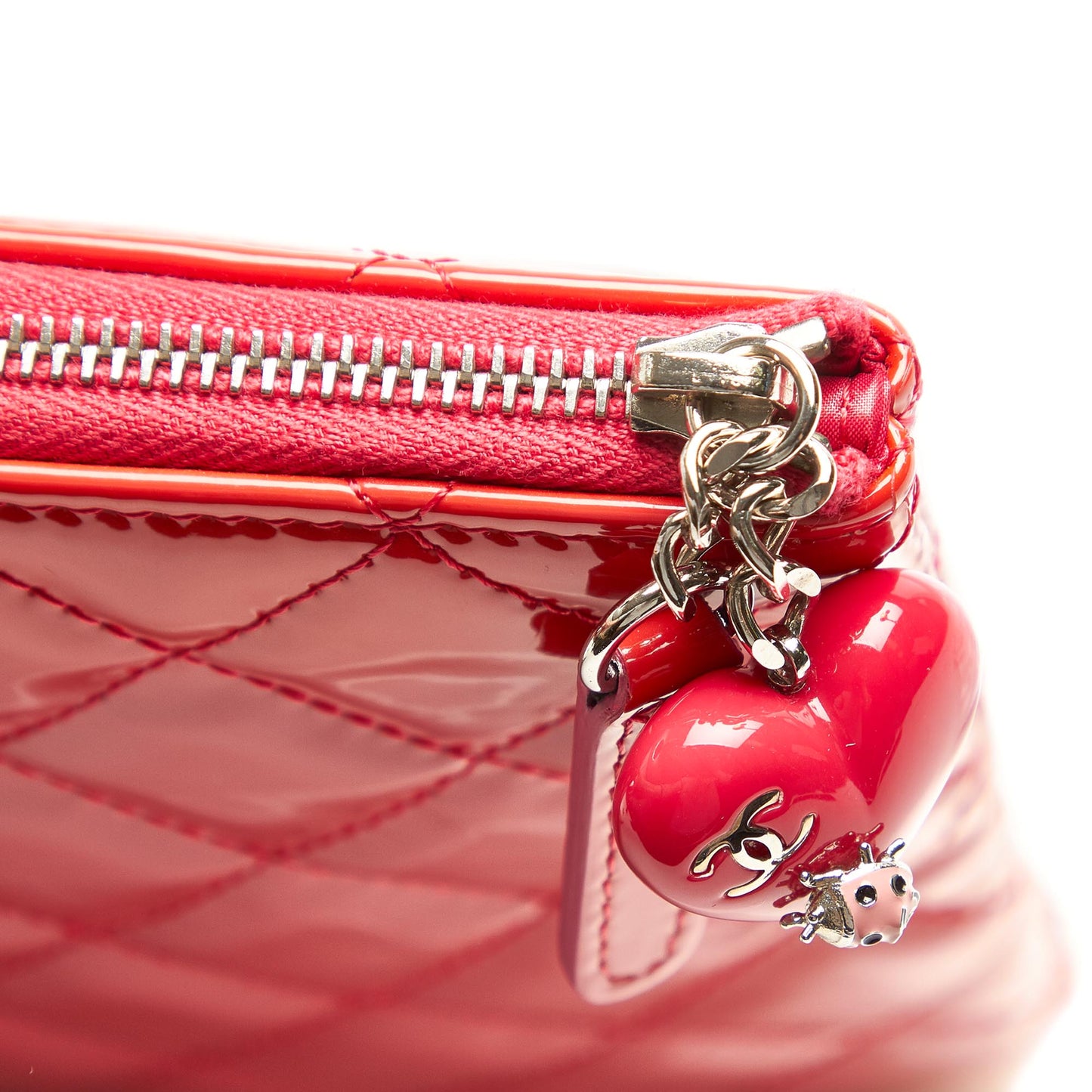 Matelasse CC Patent Leather Clutch Bag Red