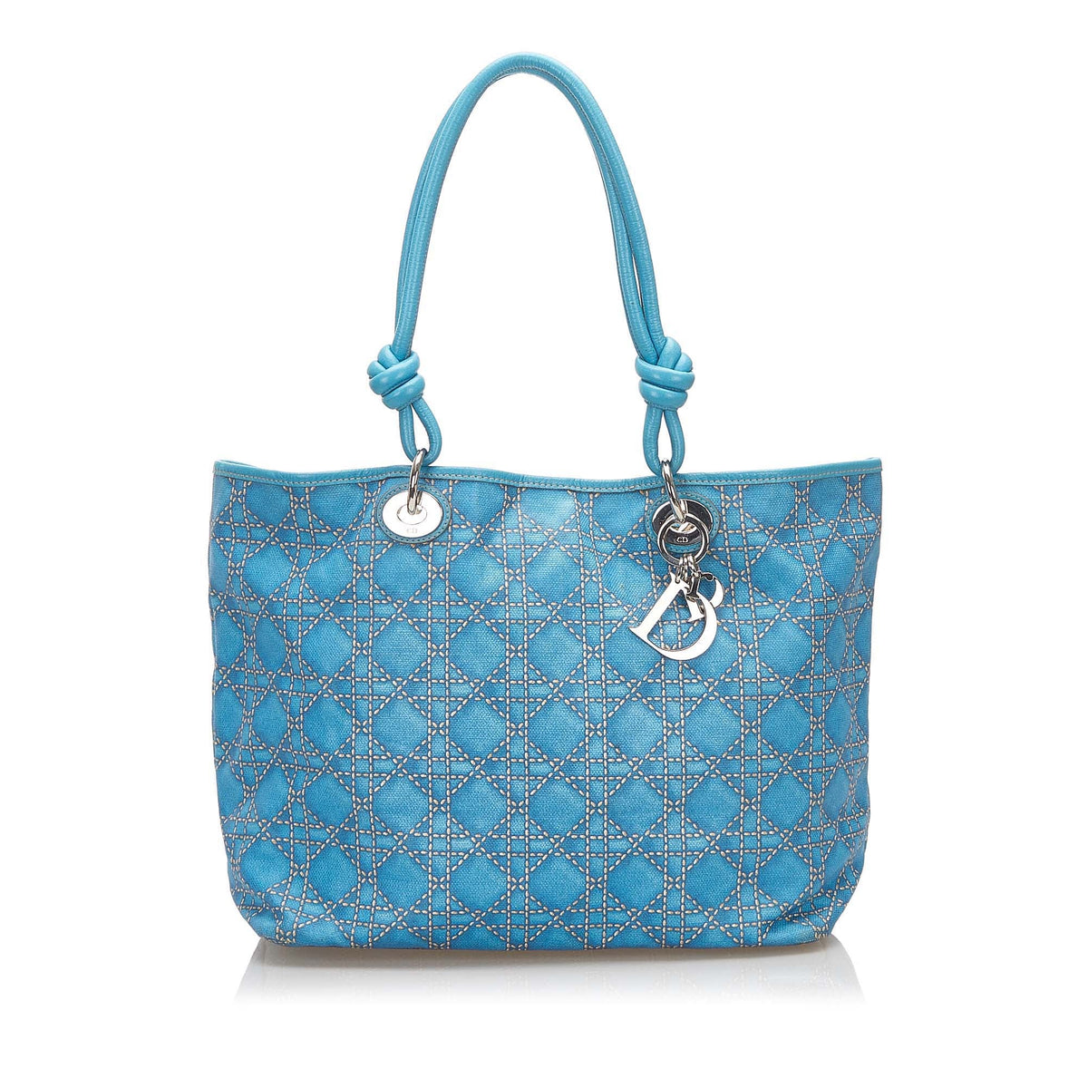 Cannage Canvas Tote Bag Blue