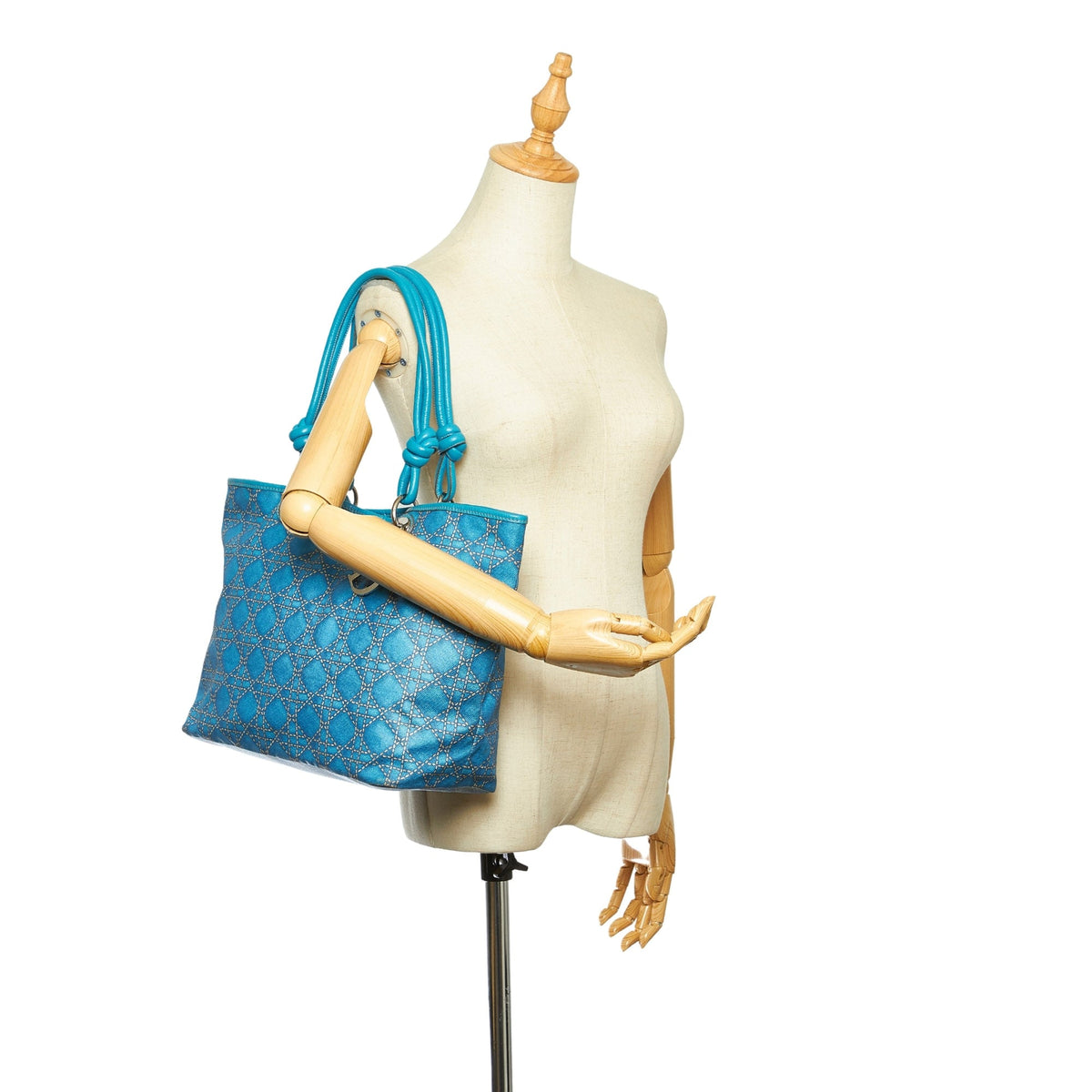 Cannage Canvas Tote Bag Blue