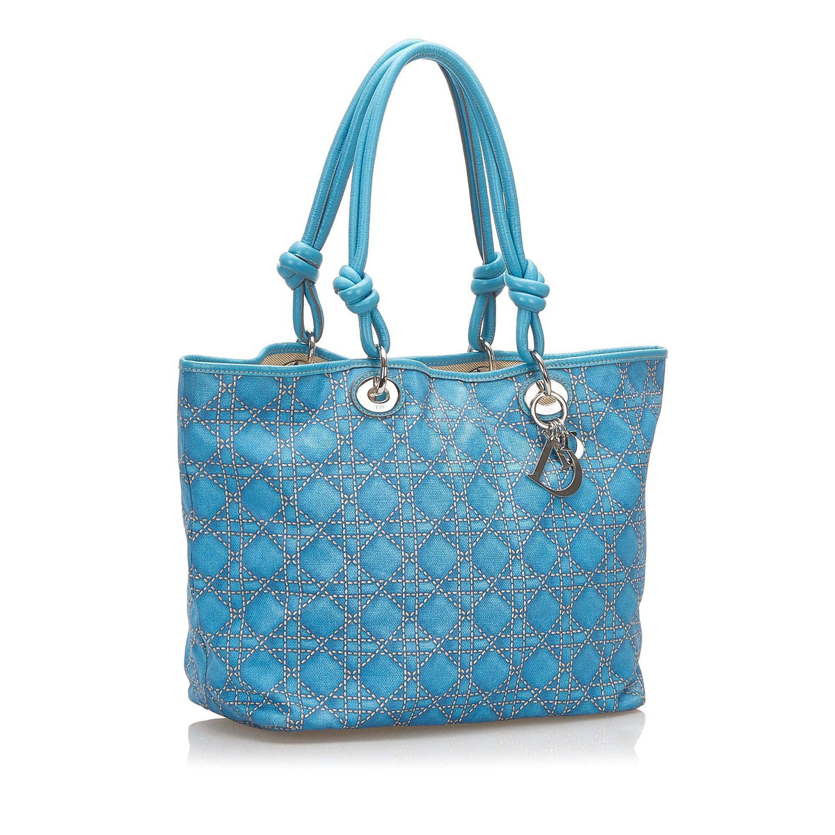 Cannage Canvas Tote Bag Blue