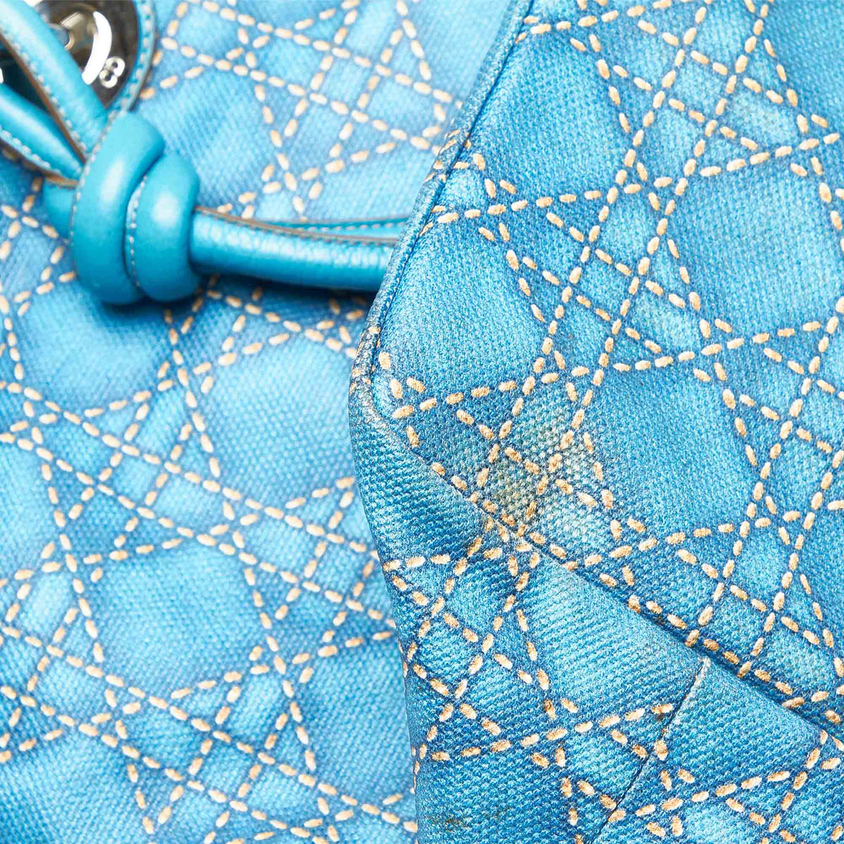Cannage Canvas Tote Bag Blue