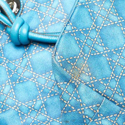 Cannage Canvas Tote Bag Blue